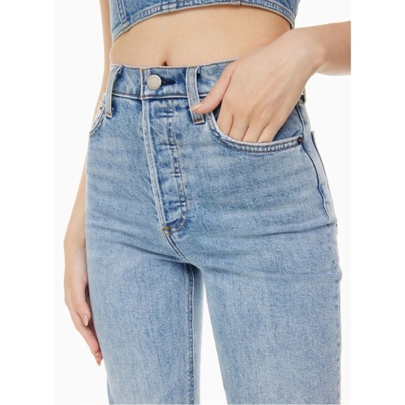 ARITZIA DENIM FORUM Arlo High Rise Straight Leg Distressed Jeans - Picture 4 of 15